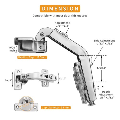 135° Lazy Susan Scharniere - Full Overlay verdeckter Ersatz für Eckschränke - Bild 5 von 6
