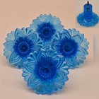 Antique/Vintage 4 Sandwich Depression Glass Rosette Flower Blue Curtain Tiebacks