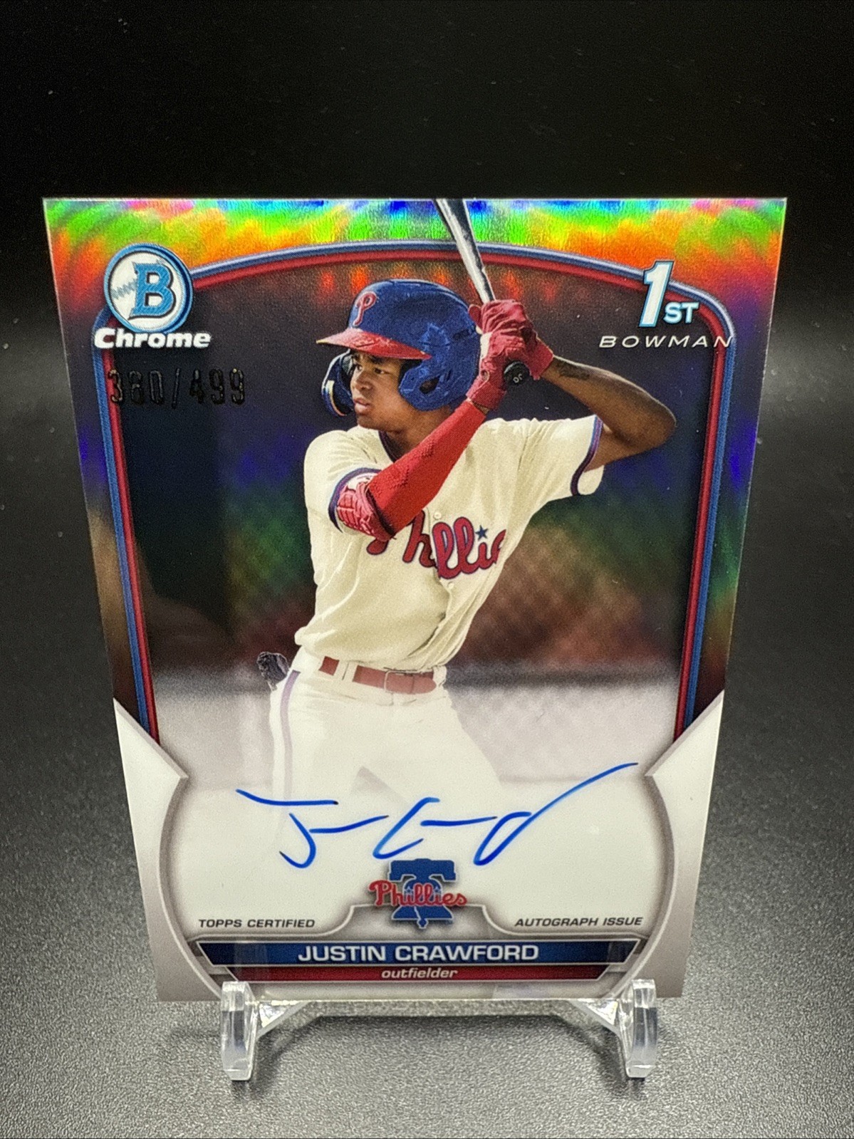 Justin Crawford 2023 Bowman Chrome Prospect Autographs #CPA-JC Refractor /499