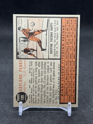 1962 Topps #199 Gaylord Perry VG-EX - Picture 4 of 4