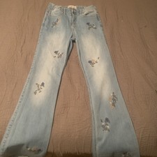 Abercrombie Kids Girls Floral High Rise Flare Zipper Jeans Size 15/16