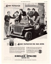 1949 Sinclair Opaline Premium Motor Oil 4-Way Protection Single Page Print Ad