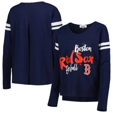 Women's Touch Navy Boston Red Sox Free Agent Long Sleeve T-Shirt