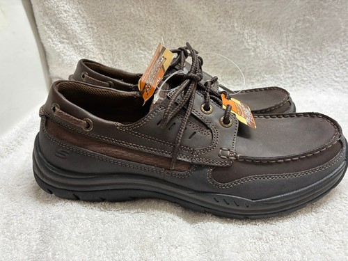 Zapato de cuero para hombre Sketchers ajuste relajado espuma viscoelástica Rommier talla 8,5 B4 - Imagen 3 de 10