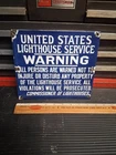 Vintage United States Lighthouse Service Porcelain Sign "NICE"