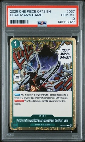2025 One Piece OP12 En Dead Man's Game #037 PSA 10 Gem Mint