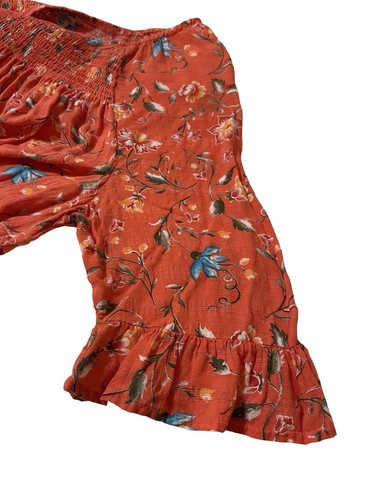 CROFT & BARROW Orange Floral Boho Peasant Top 3/4 Sleeve Women’s Size XXL - Picture 9 of 13