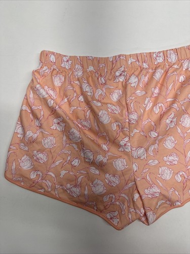 Lake Pajama Sleep Shorts Elastic Waist Pima Cotton Floral Flowers Orange Large - Bild 4 von 7