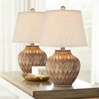 Modern Accent Table Lamps Set of 2 Warm Bronze Urn for Living Room Bedroom
