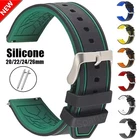 20mm 22mm 24mm 26mm Watch Strap Band Premium Silicone Rubber Sport Dual Colour