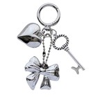 Chic Silver Bowknot Pendant Key Rings Charm Mobile Phone Accessory for Girls