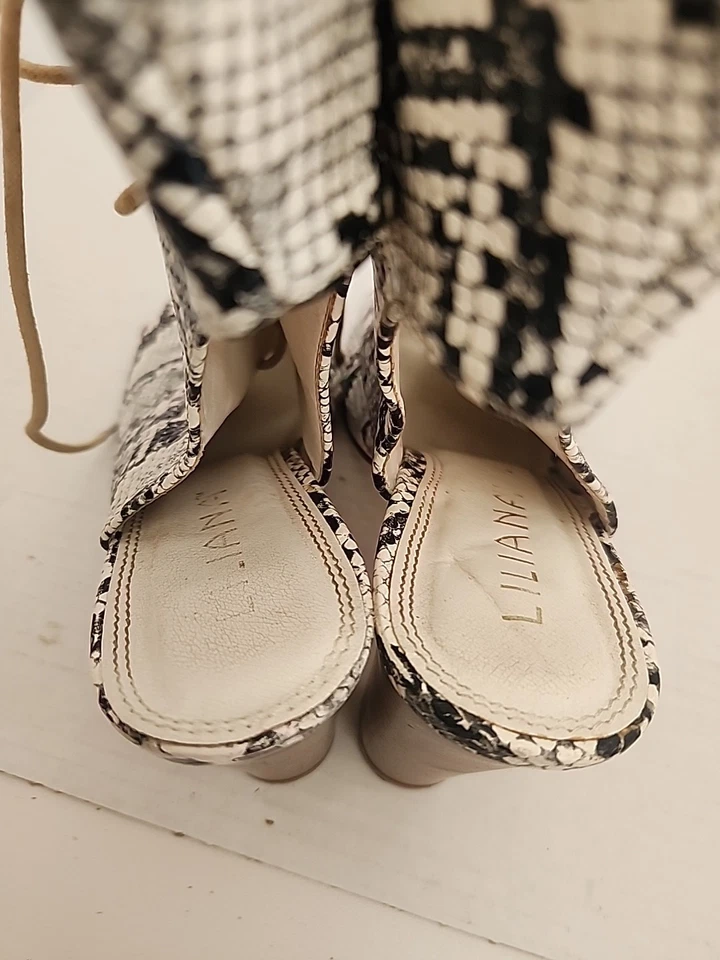 Сандалии на каблуке со змеиным принтом корсет Liliana на шнуровке размер 11 - Изображение 3 из 4