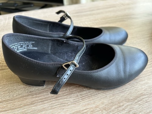 Capezio Black Leather Buckle Tap Shoes Size UK Adult 4 (6.5W) With Teletone Taps - Picture 4 of 17