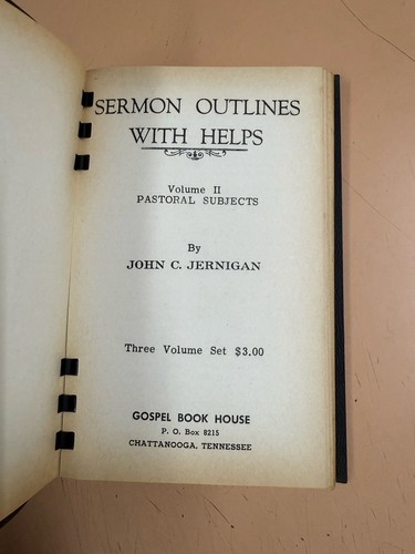 Vintage SERMON OUTLINES WITH HELPS - John C Jernigan Volume 2 Pastoral Subjects - Foto 4 di 8