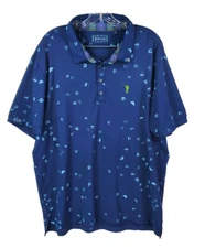 William Murray Golf Polo Shirt Mens XL Blue Hat Sailboat Graphic Print Stretch 