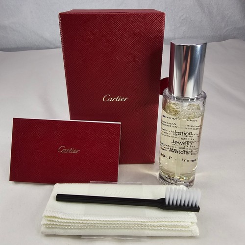 Cartier Jewelry Cleaner & Watch Care Kit Set Spray Brush Cloth Box NEW! - Picture 4 of 11