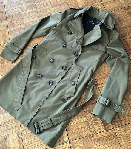 Coach Mid Length Green Trench Rain Belted Coat Small Cotton/Poly (Worn Once) XS - Picture 2 of 15