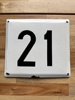 LARGE VINTAGE METAL ENAMEL HOUSE SIGN PLATE NUMBER “21”