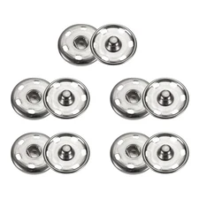 5 Set Sew-on Snap Buttons 21mm Metal Snap Fastener Buttons, Silver