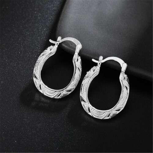 Earrings Jewellery Filigree Round Elegant Hoop Women Oval Shape Silver Unique - Picture 7 of 7