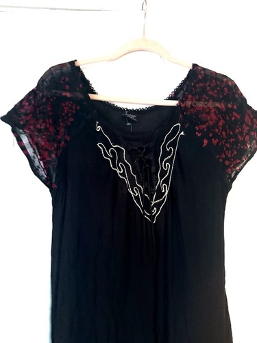 Fashion Force Dress Boho Popover Beach Cover Up Sundress Free Size Hippie OS NWT - Picture 8 of 11