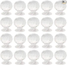 20 Pcs 19mm Crystal Dresser Knobs, Diamond Shape Cabinet Knobs Small Drawer P