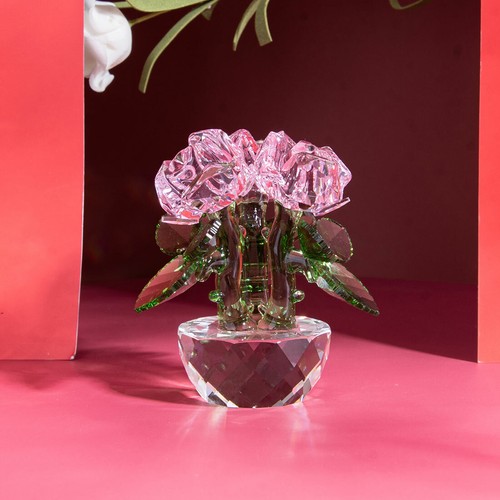 Tres flores artesanales cristal cristal estatuillas adorno boda decoración regalo - Imagen 9 de 24