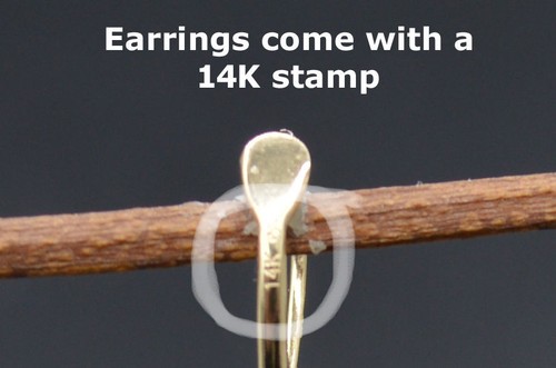 14K Solid Gold Natural Cultured White Pearl Gold Beads LeverBack Earrings - Picture 4 of 6