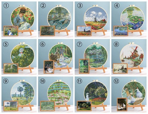 Monet Cross stitch Water Lilies Embroidery patterns 12 pdfs on USB Flash Drive - Picture 1 of 12