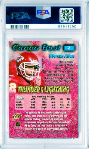 MARCUS ALLEN 1997 TOPPS CHROME REFRACTOR Thunder Lightning #2 PSA 9 MINT - Picture 2 of 2