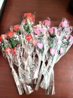 12 Long Stem Artificial Roses Bouquet Pink & Red 13"L  LOVE KISS ME individually