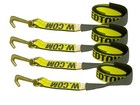 4 Pack 2"x8' Yellow Lasso Straps w/ Mini J Hooks, USA Sewn, 3,335 lbs WLL