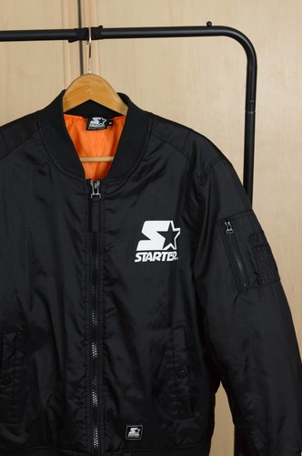 Vintage 90`s Authentic STARTER Black Bomber Jacket Men`s Size M - Picture 2 of 9
