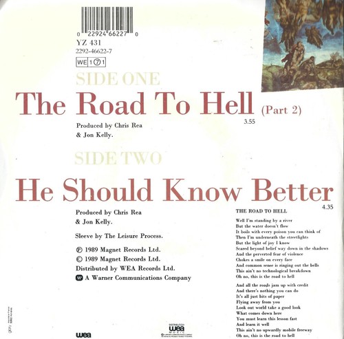Disco 45 Giri Chris Rea – The Road To Hell (Part 2) / He Should Know Better - Picture 2 of 2