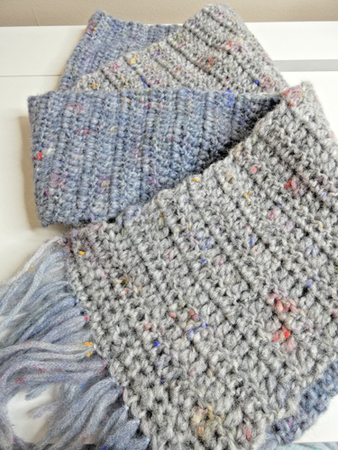 Gray & Blue Alpaca Wool Scarf Warm Soft 90"x6.5" Handmade Crochet Hand Knit NWT - Picture 2 of 14