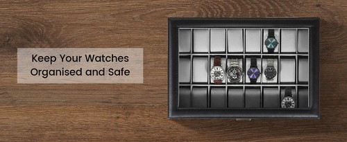 24 Slots Watch Box Large PU Leather Jewelry Organizer Display Case Lockable Gift - Picture 19 of 21