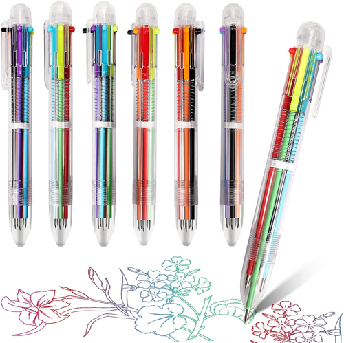 6 Pack Ballpoint Pen, 6-In-1 Multicolor Retractable Ballpoint Pens, 0.5Mm Colorf - Picture 10 of 12