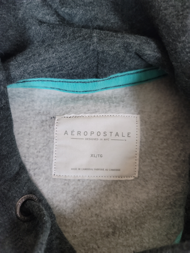 Aéropostale Women’s Full Zip Hoodie Size XL Logo Embroidered 1987 NY Gray Teal - Picture 5 of 7