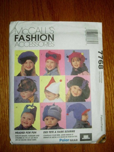 Lote de 2 adorables patrones de sombreros infantiles McCall's vintage - Imagen 3 de 3
