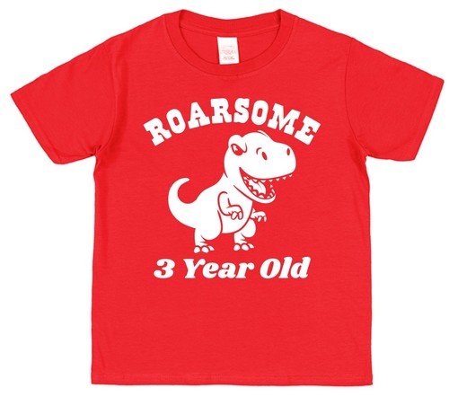 Dinosaur Birthday T-Shirt Roarsome Children All Ages Party Top Clothes T-Rex Boy - Picture 10 of 45