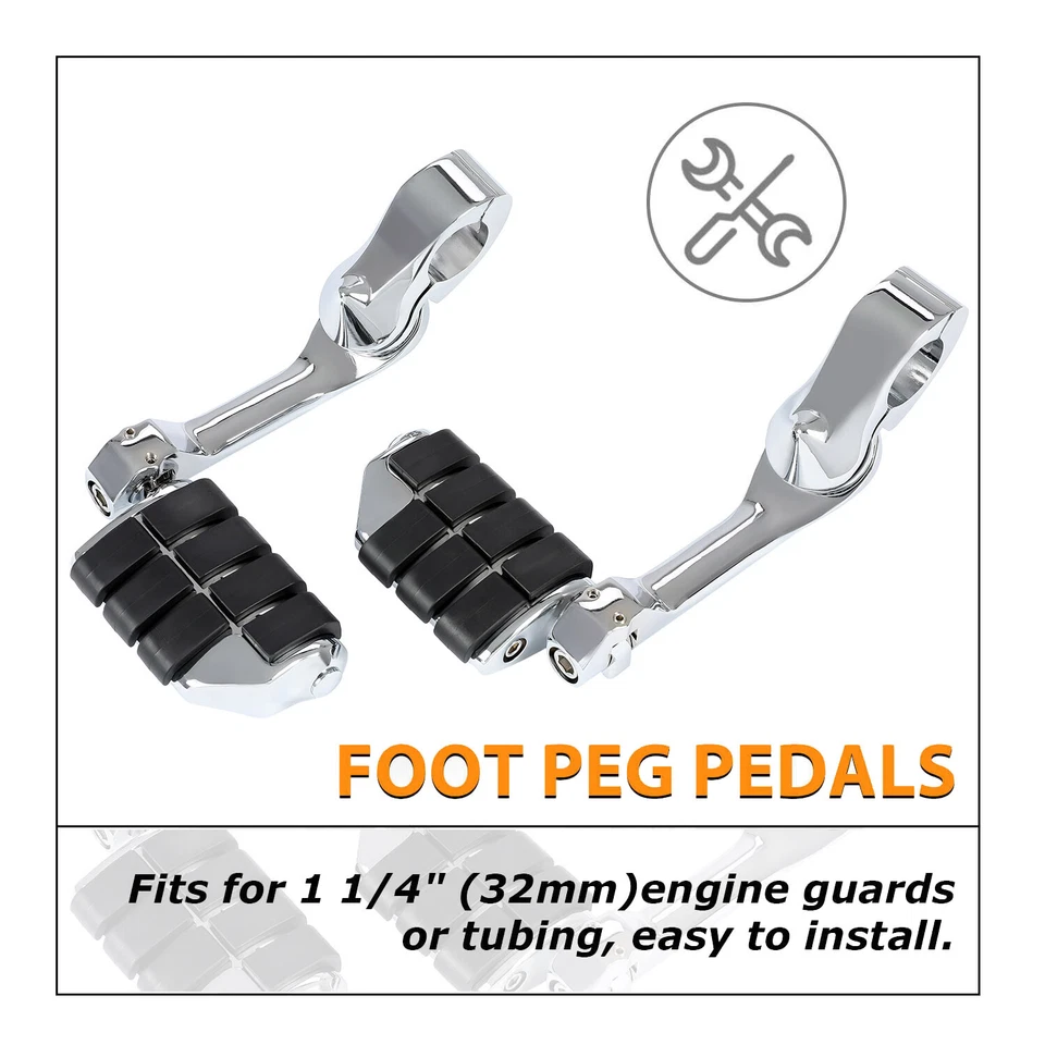 For Harley Davidson Touring Street Glide Road King 1.25" Highway Foot Pegs Pedal - Image 4 of 4