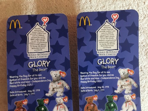 One Retired Ty Mini Beanie Baby - Glory The Bear - Edición McDonalds (1999) - Imagen 6 de 8