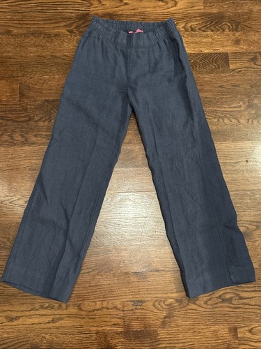 Lilly Pulitzer Women's Extra Small Navy Blue Linen Pull On Pants XXS