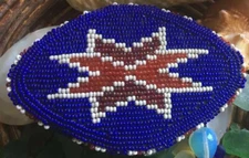 HAND BEADED VTG LAKOTA SIOUX Style Yurok W/ Arrow Design Belt / Hair Clip”Top”