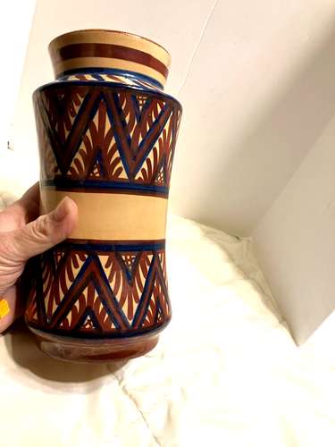 VINTAGE ART POTTERY VASE EXCLUSIVELY FOR ETHAN ALLEN IN SPAIN COPPER/BLUE - Picture 9 of 12