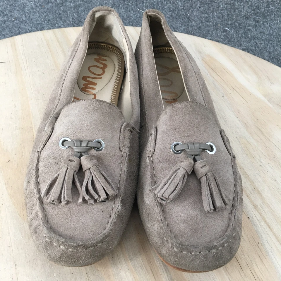 Sam Edelman Shoes Womens 8.5 Casual Slip On Moccasins Tassels Flats Gray Suede - Image 3 of 4
