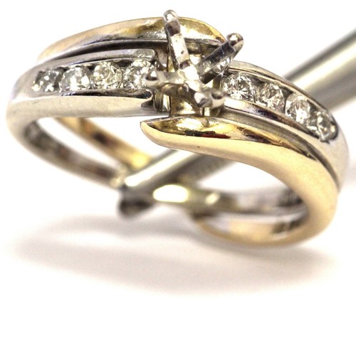 Anillo de compromiso Shane CO 14k oro amarillo blanco 0,26 quilates diamante semi montaje 6 g - Imagen 6 de 7