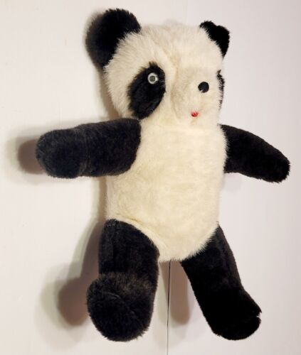 Peluche vintage panda orsacchiotto occhi googly bianco e nero 17" - Foto 5 di 10