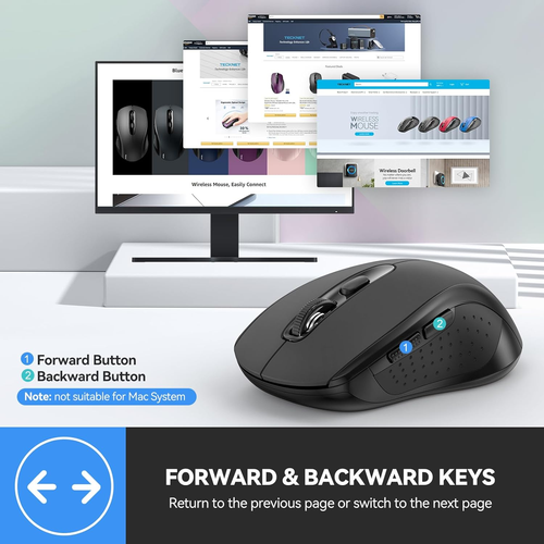 TECKNET Bluetooth Mouse, 4000DPI Wireless Mouse for Laptop 2-in-1(BT 5.0/3.0+2.4 - Picture 8 of 9