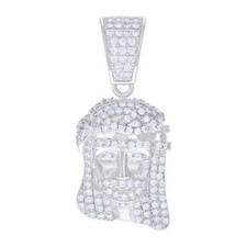 925 Sterling Silver Round Cut Moissanite Jesus Face Pendant Men's Charm 0.66 Ct.